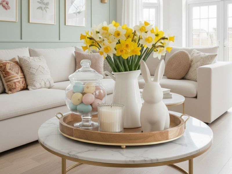 tavaszi dekoráció nappaliba